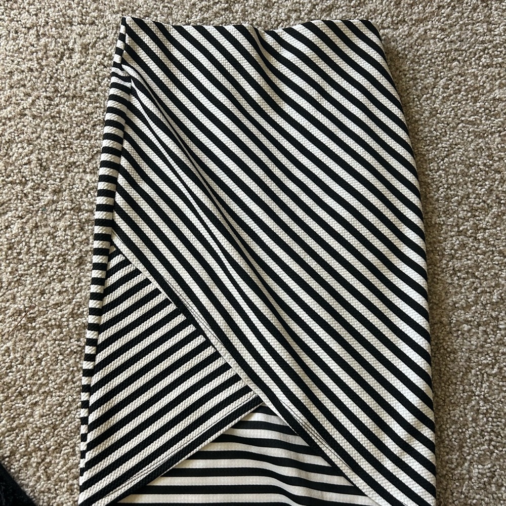 Iris Black and White Striped Midi Skirt